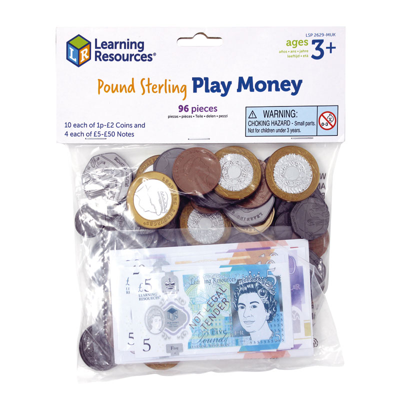 uk play money coins notes assortment set of 96 pieces by learning resources lsp2629 muk primary ict