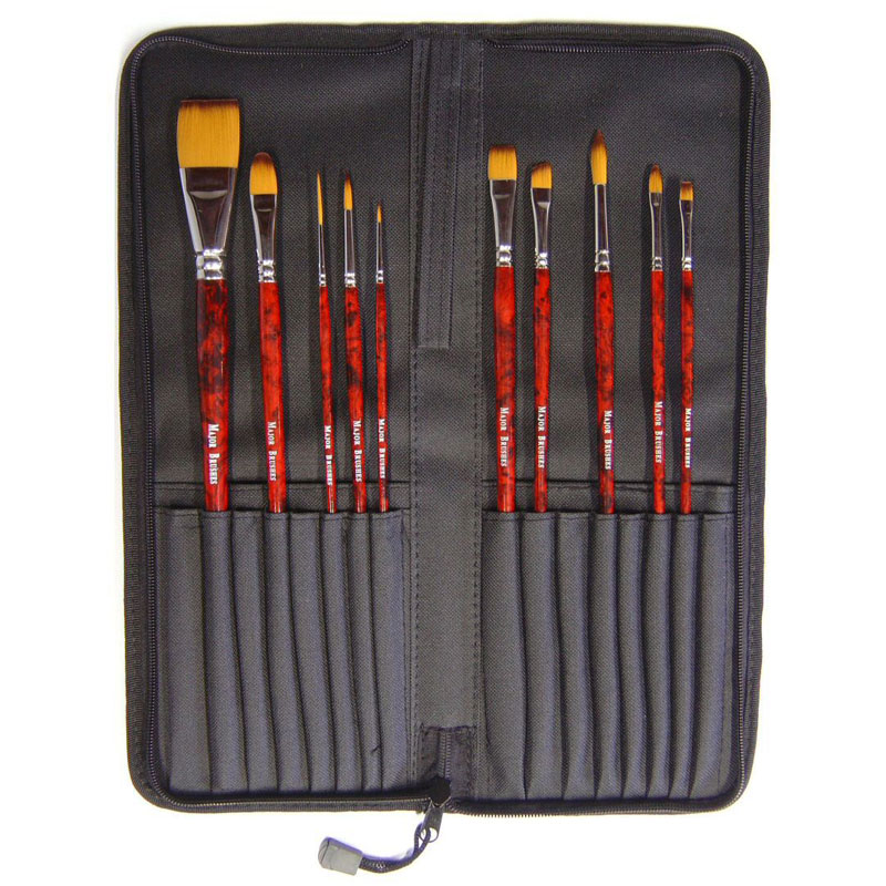 Acrylic Painting Brush Set with Case Set of 10 MB57010